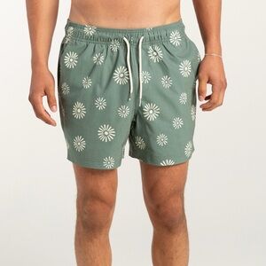NWT RSQ Men’s Dandelion 5” Swim shorts Trunks Size Small green white